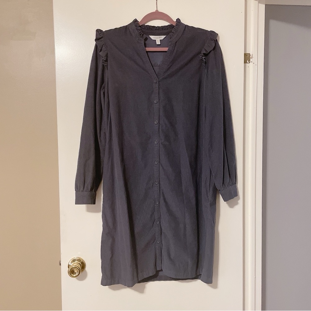 Garnet Hill Grey Corduroy Mini Dress Size M